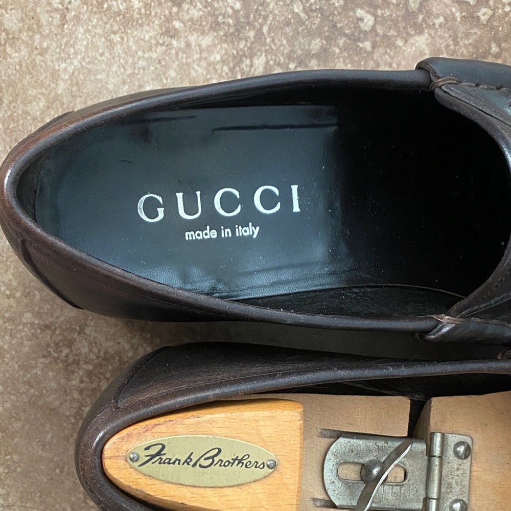 Gucci Dark Brown Leather Loafers with Silver Accents - Picture 6 of 8